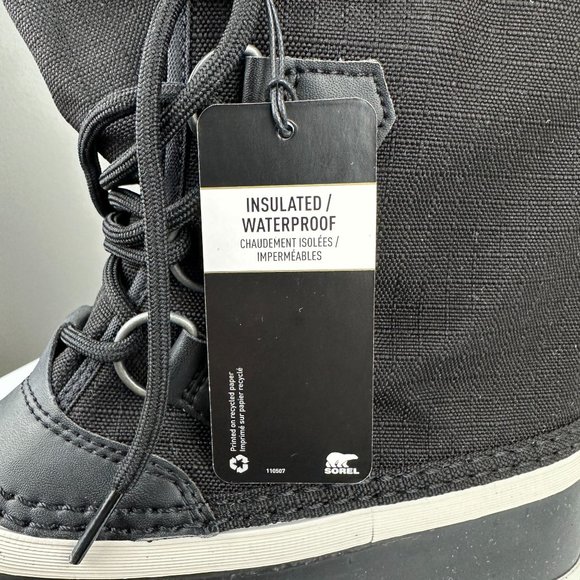 Sorel Womens Winter Carnival Boots Size 8 Black Waterproof Faux Fur Canvas - Picture 12 of 15